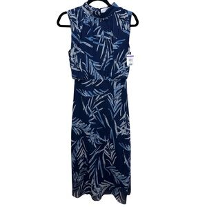 Lost + Wander Abby Print Sleeveless Midi Dress - Navy Blue